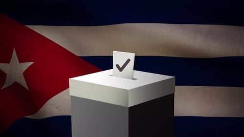 Casting vote into the ballot box during Cuba election