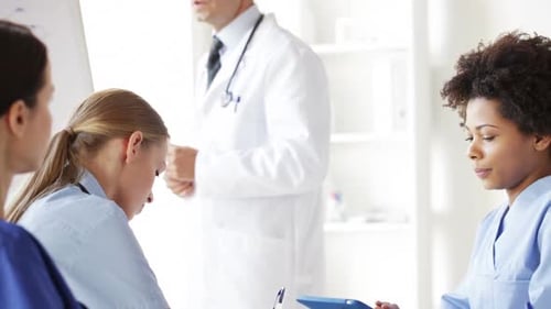 Doctors meeting at hospital presentation medical education concept in healthcare