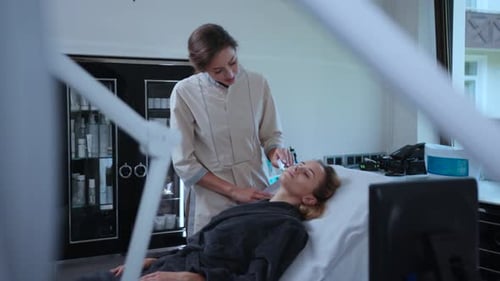 Aesthetic Treatment Session in a Stylish and Modern Clinic for Client Satisfaction and Care