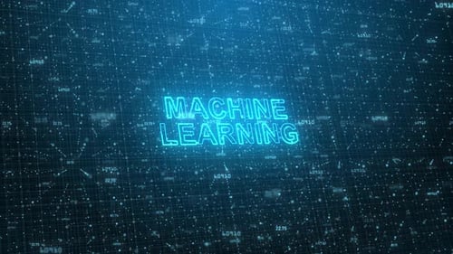 Machine Learning Concept: Blue Futuristic Technology Network on Digital Cyberspace Background