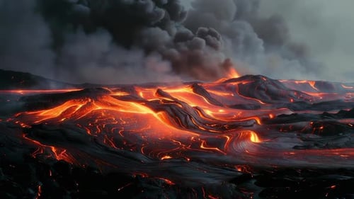 Unterwelt-Eruptionsfeuer und Rauchfeld