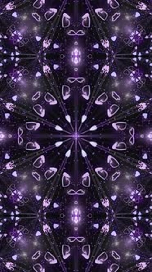 Abstract Glowing Hearts Kaleidoscope Pattern Loop Vertical Video