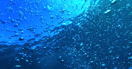 Ocean Bubbles Rising Underwater Slow Motion
