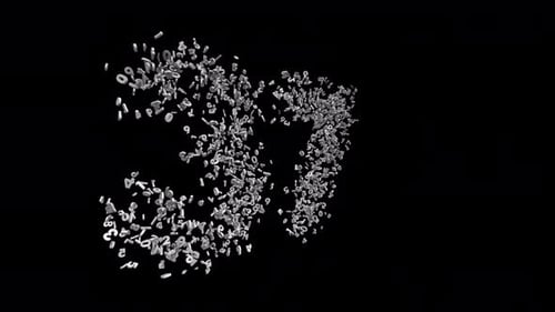 Number 37 Made of Numbers with Alpha Channel. 3D Font Number Animation. Transparent Background