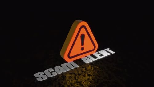 Animated 3D Scam Alert Warning Sign