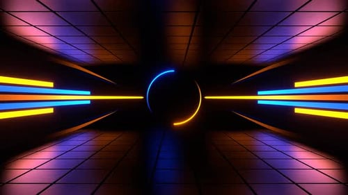 Orange And Blue Neon Energy Center Background Vj Loop l 4K