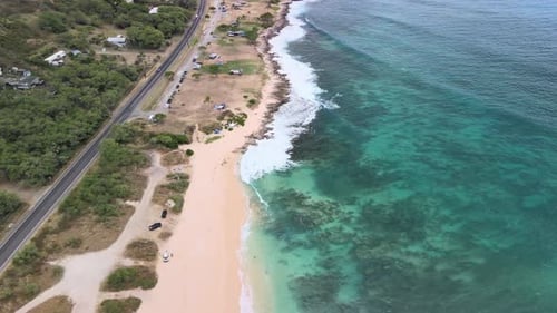 coastline aerial with beautiful water