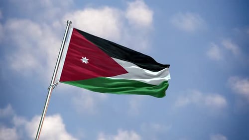 Realistic 3D Animation of the Jordan Flag Waving in the Wind