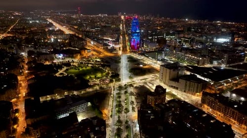 Barcelona Skyline At Barcelona In Catalonia Spain.