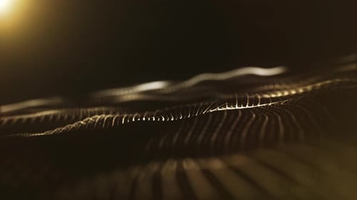 Minimalist golden energy waves animation with smooth particle motion and sun flare in 4K 60 FPS loop