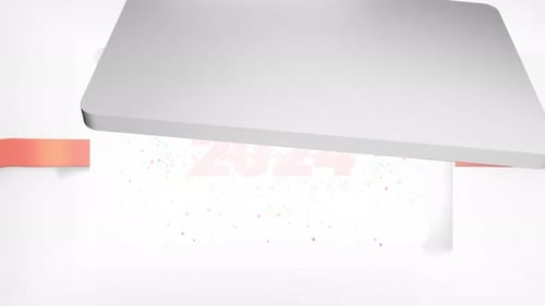 Frohe Weihnachten Happy New Year 2024 Typografie Open Surprise Geschenkbox Geschenk Open Falling Confetti