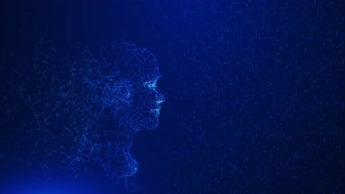 Abstract AI Human Head Data Connection Background Loop