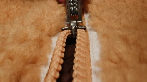 Zipping Up Fuzzy Brown Fashion Jacket