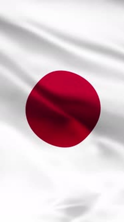 Waving Japanese Flag Vertical Video Loop