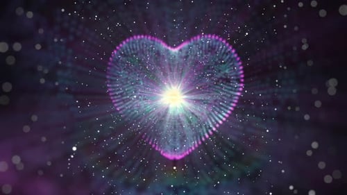 4k Purple Waving Glow Heart Motion Background