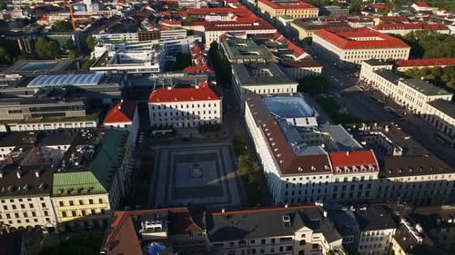 Aerial drone view of Wittelsbacherplatz in Munich, Germany,