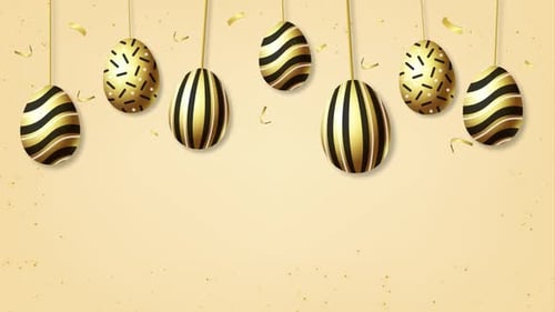 Golden Easter Eggs and Confetti Celebration Animation