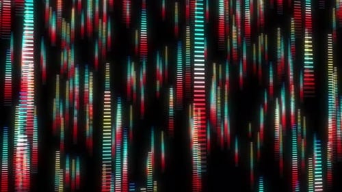 Digitaler Partikellinien-Animationshintergrund, zufällig bunte Partikellinie, die hüpft und sich bewegt