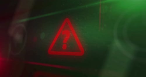 Quiz question mark symbol light flashing on board control display