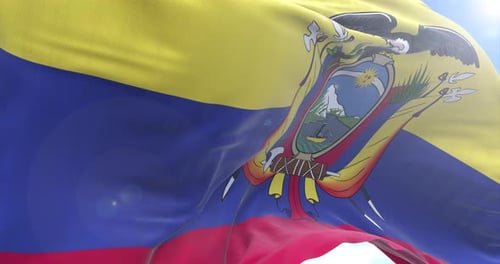 Ecuador National Flag Waving in the Wind