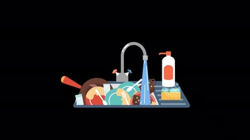 Washing Dishes Alpha Channel 4K