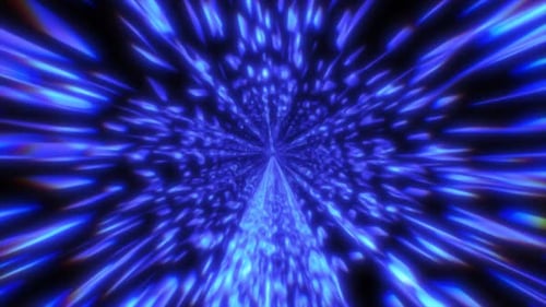 Los brillantes rayos de luz azul convergen en un túnel de vórtice brillante, creando una sensación de movimiento rápido