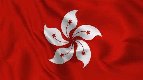 Hong Kong Flag Waving in Realistic Fabric Loop