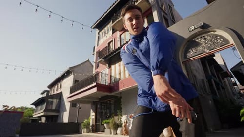 Breakdancing Young Man In Tracksuit Bangkok