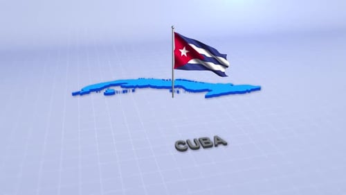 Cuba Map With Flag