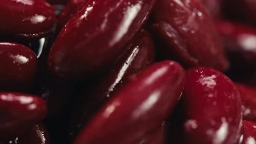 Canned Red Bans Preserved Beans Rotating Background Close Up Side View Organic Steamed Beans Pickled