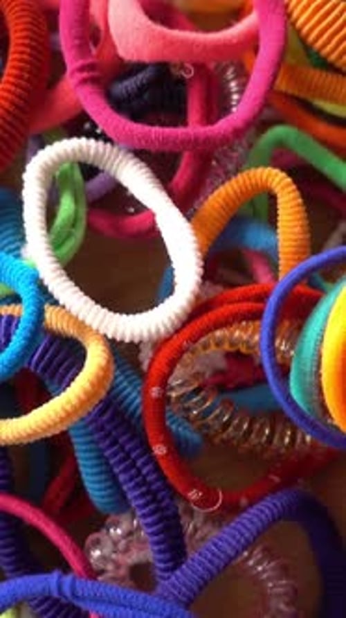 Colorful Hair Ties Close Up Vertical Shot