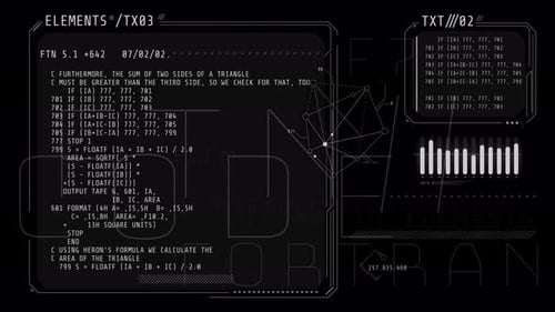 Interface HUD abstraite avec code et infographies