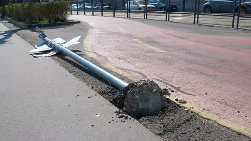 Danger Zone with Fallen Road Sign