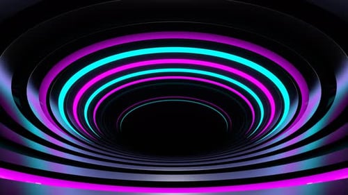 Cyan And Pink Neon Reverse Ellipse Tunnel Background Vj Loop In 4K