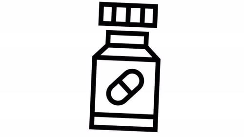 Animated Minimalist Medicine Bottle with Capsule Icon