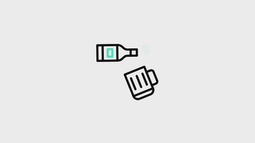 Flat Design Bottle Pouring into Mug Animation