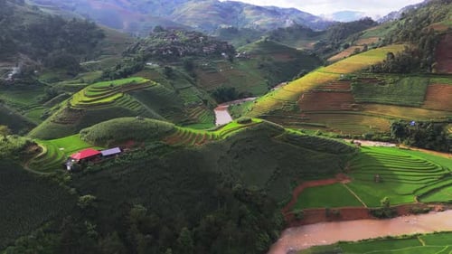 Rice terrace and river, Mu Cang Chai, Vietnam.