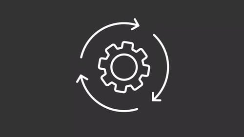 Animated Gear Icon Process Cycle Flat Design Style