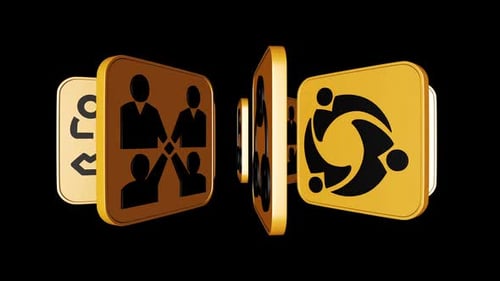 Corporate People Technology Icons 3D Rotating Loop