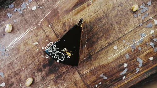 Dark Chocolate Ganache on Rustic Wooden Board