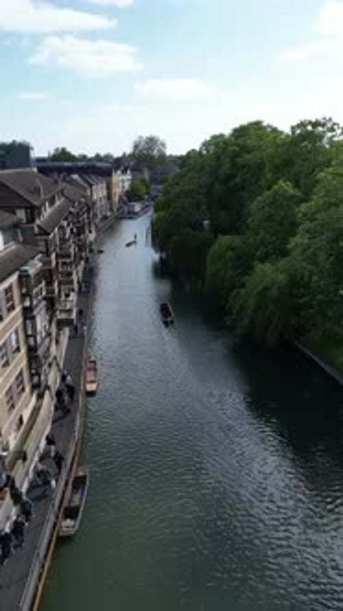 Aerial video of the River Cam in Cambridge