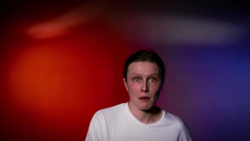 Art of Dance and Theater Portrait of Inspired Woman Dancing on Stage Slowly Motion and Feeling Young