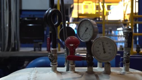 gas station with pipes with indicators