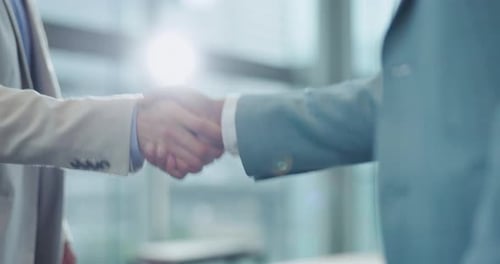 Two People in Suits Shaking Hands