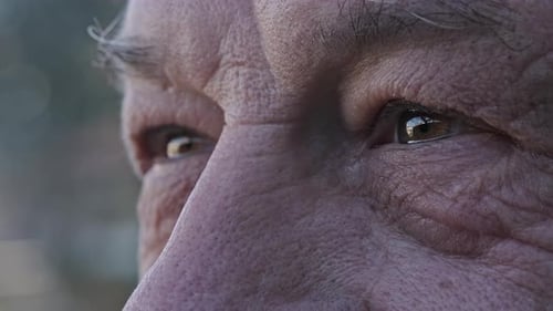 Eyes Of An Old Man Staring At Something With Wrinkles On His Face. - close up