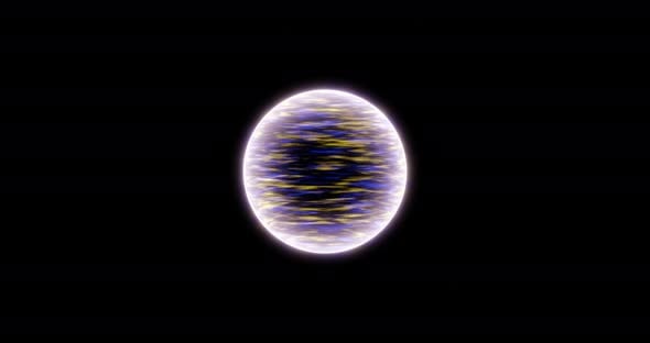 Looped Shining White Blue And Yellow Magic Orb Against Black Background ...