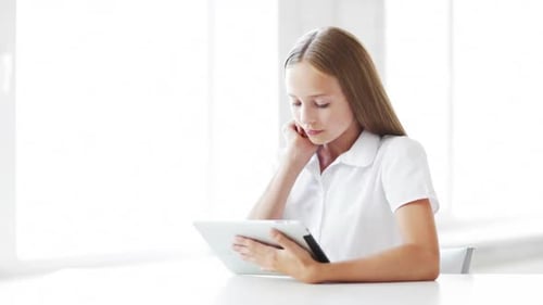 Education and School - Happy Student Girl with Tablet Pc Adorable