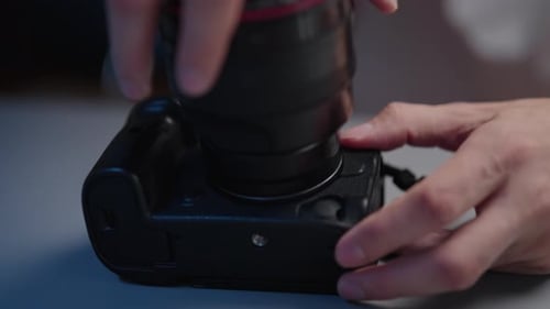 Attaching Lens to Camera Body, Close Up