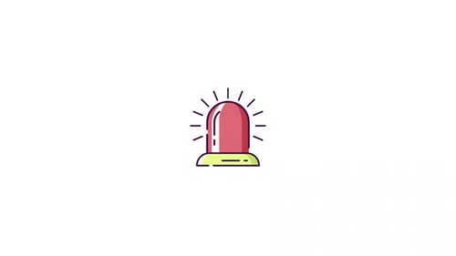 Animated Flat Design Alarm Siren Icon
