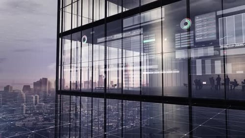 Exchange Data And Trading Against The Background Of A Skyscraper